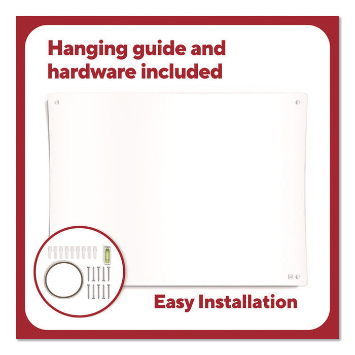 Curved Magnetic Glass Dry Erase Board, 3 ft x 4 ft, White Surface