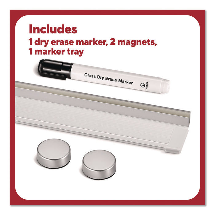 Curved Magnetic Glass Dry Erase Board, 3 ft x 4 ft, White Surface