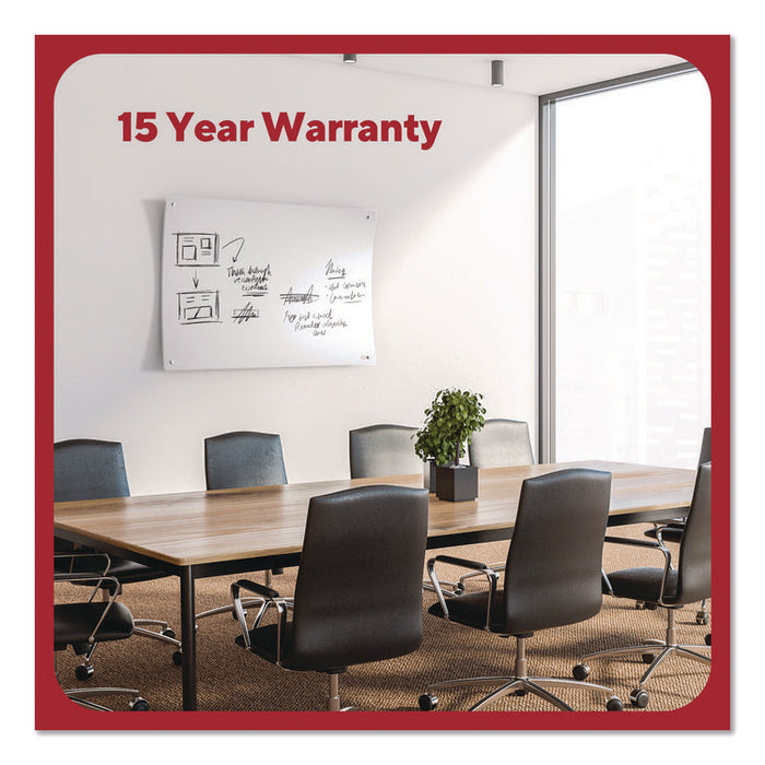 Curved Magnetic Glass Dry Erase Board, 3 ft x 4 ft, White Surface