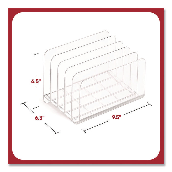 5-Compartment Plastic Incline Sorter, 8.5 x 11 Size, 6.26 x 9.49 x 6.5, Clear