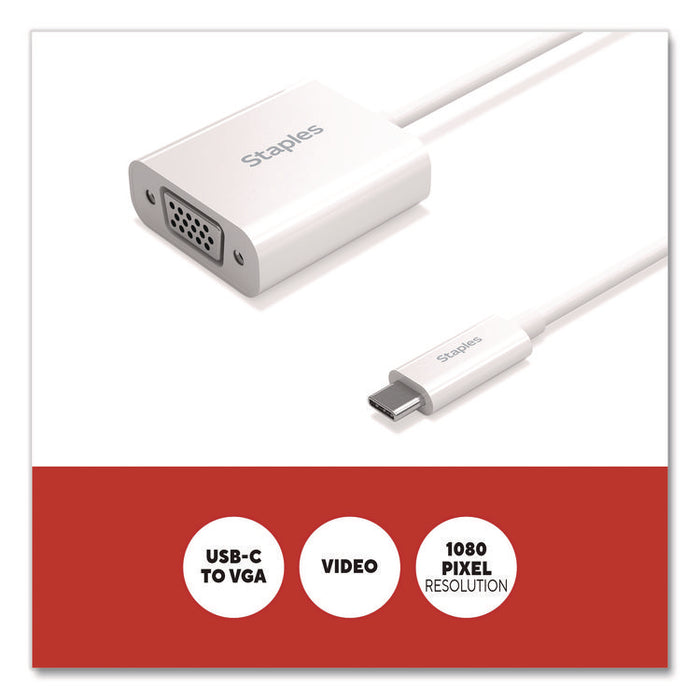 USB-C to VGA Audio/Video Adapter, 6", White