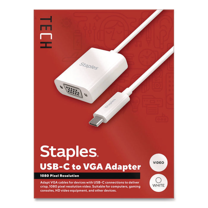 USB-C to VGA Audio/Video Adapter, 6", White