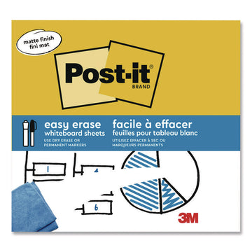 Easy-Erase Whiteboard Sheets, Plastic Surface, 9.1 x 9.1, White, 2/Pack