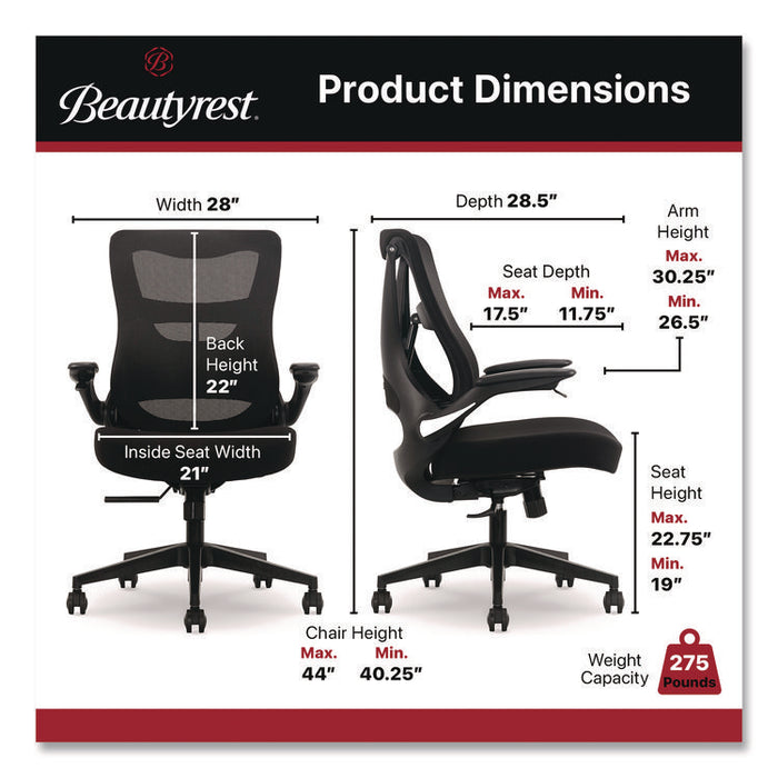 ErgoMax Mesh Swivel Task Chair, Supports Up to 275 lb, 19" x 22.75" Seat Height, Black Back/Seat, Black Base