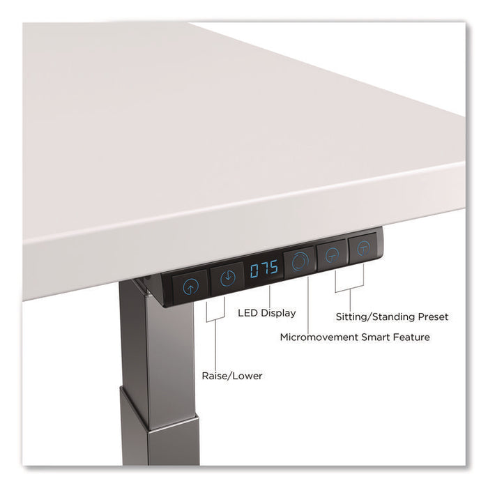 Electric Sit-Stand Desk with Micromovement Functionality, 55.1" x 27.5" x 25.5" to 51.1", White/Gray