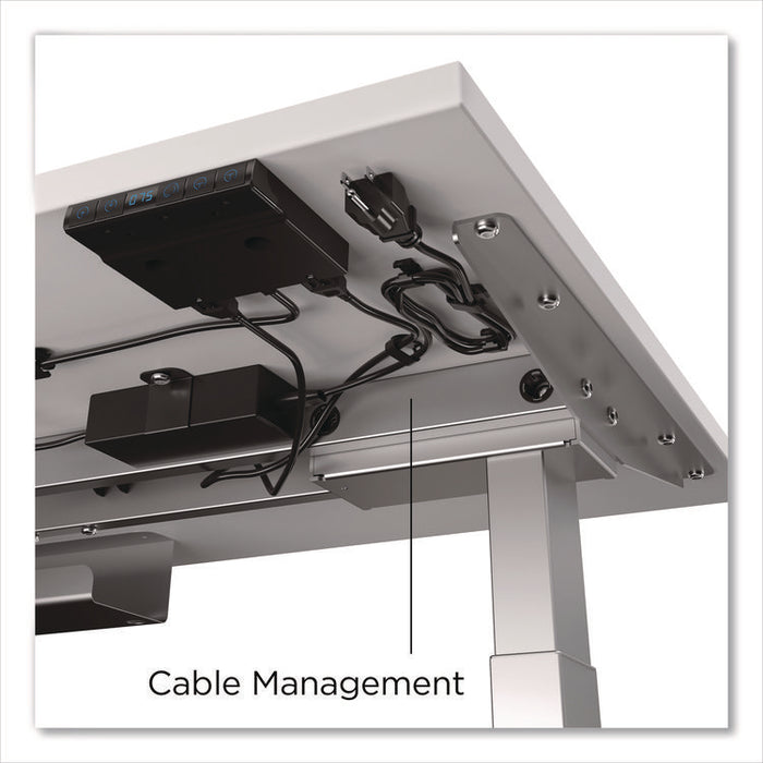 Electric Sit-Stand Desk with Micromovement Functionality, 55.1" x 27.5" x 25.5" to 51.1", White/Gray