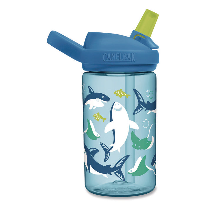 Eddy + Kids Water Bottle, Sharks and Rays Design, 14 oz, Multicolor