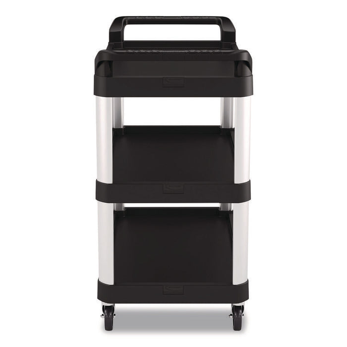 Three-Shelf Service Cart, Metal/Plastic, 3 Shelves, 300 lb Capacity, 20" x 39.85" x 38.17", Black