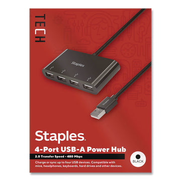 USB 2.0 Hubs, 4-Port, Black