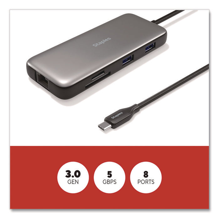 USB 3.0 Hubs, 8-Port, Gray