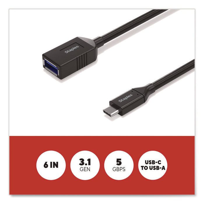USB-C to USB-A Audio/Video Adapter, 6", Black