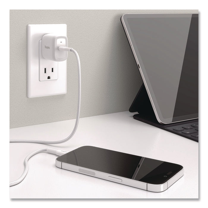 GaN USB-C Wall Charger with Cable, 30 W, 1 Port, White