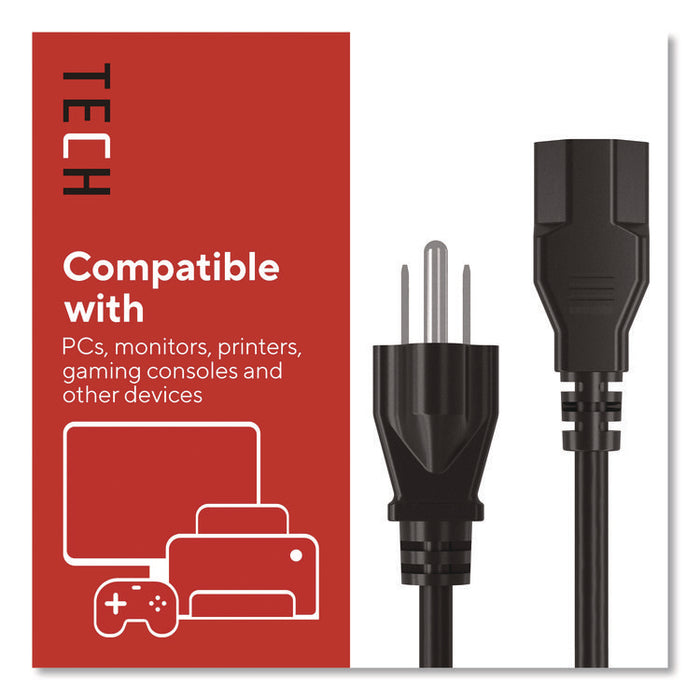 AC Power Cord, 6 ft, Black