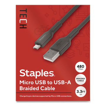 Micro USB to USB-A 2.0 Charging Cable, 3.3 ft, Black
