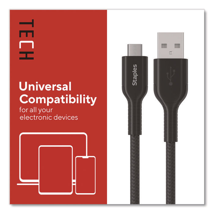 Micro USB to USB-A 2.0 Charging Cable, 6.5 ft, Black