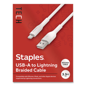 Lightning to USB-A Charging Cable, 3.3 ft, White