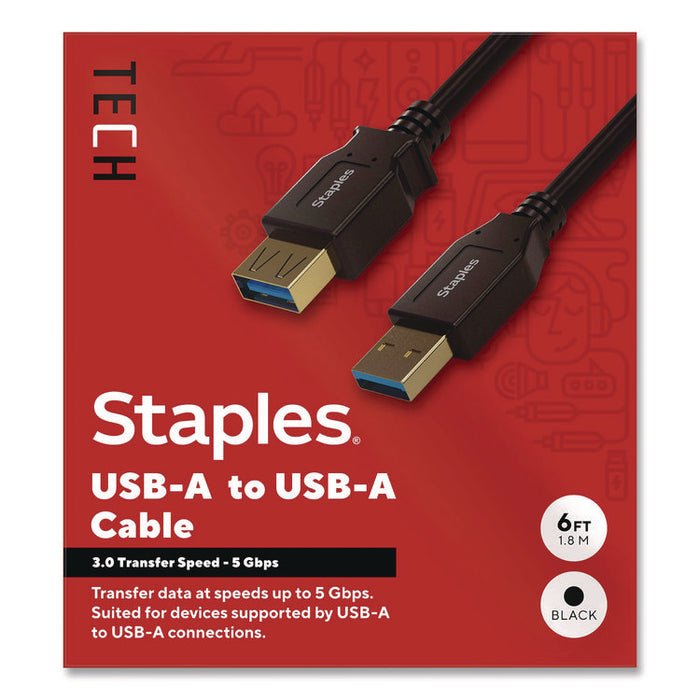 USB-A to USB-A 3.0 Cable, 6 ft, Black