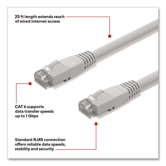 CAT6 Ethernet Cable, 25 ft, Gray