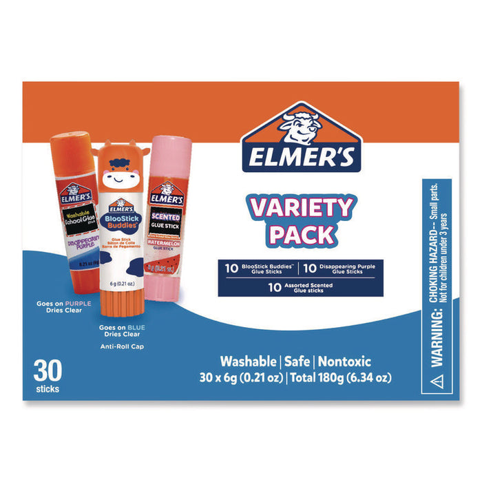 Glue Stick Variety Pack, 0.21 oz, Dries Clear, 30/Pack