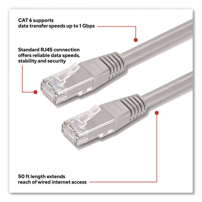 CAT6 Ethernet Cable, 50 ft, Gray