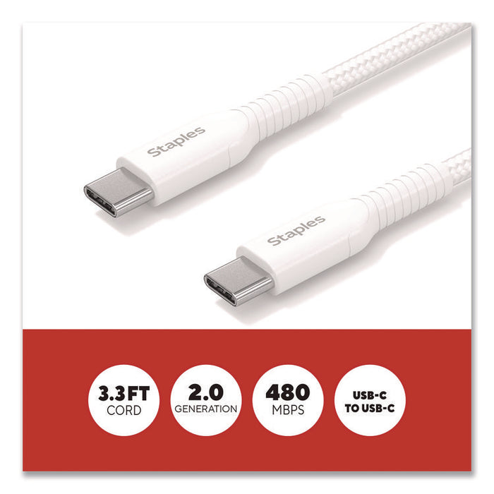 Lightning to USB-C 2.0 Charging Cable, 3.3 ft, White