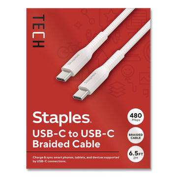 Lightning to USB-C 2.0 Charging Cable, 6.5 ft, White
