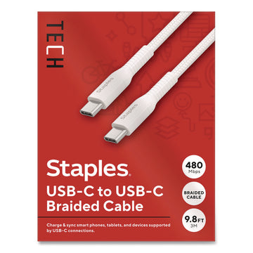 Lightning to USB-C 2.0 Charging Cable, 9.8 ft, White