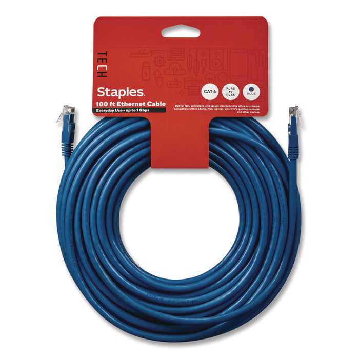 CAT6 Ethernet Cable, 100 ft, Blue