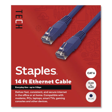 CAT6 Ethernet Cable, 14 ft, Blue