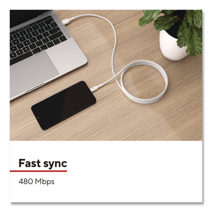 USB-C to USB-A 2.0 Charging Cable, 9.8 ft, White