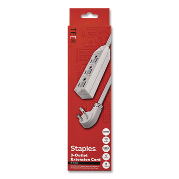 15 ft Extension Cord, 15 ft, 13 A, Gray, 2/Pack