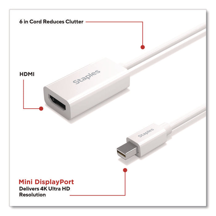 Mini DisplayPort to HDMI Audio/Video Adapter, 6", White