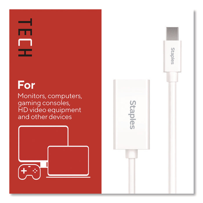 Mini DisplayPort to HDMI Audio/Video Adapter, 6", White
