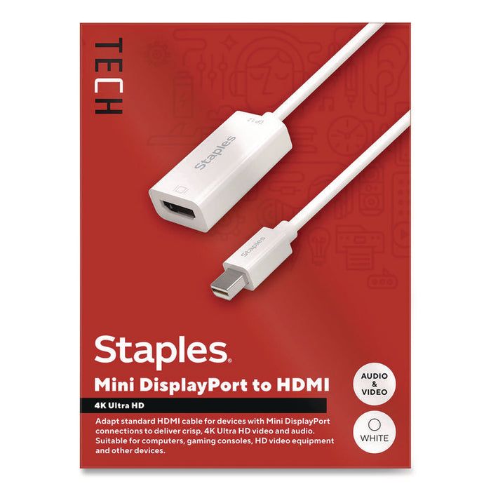 Mini DisplayPort to HDMI Audio/Video Adapter, 6", White