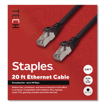CAT7 Ethernet Cable, 20 ft, Black