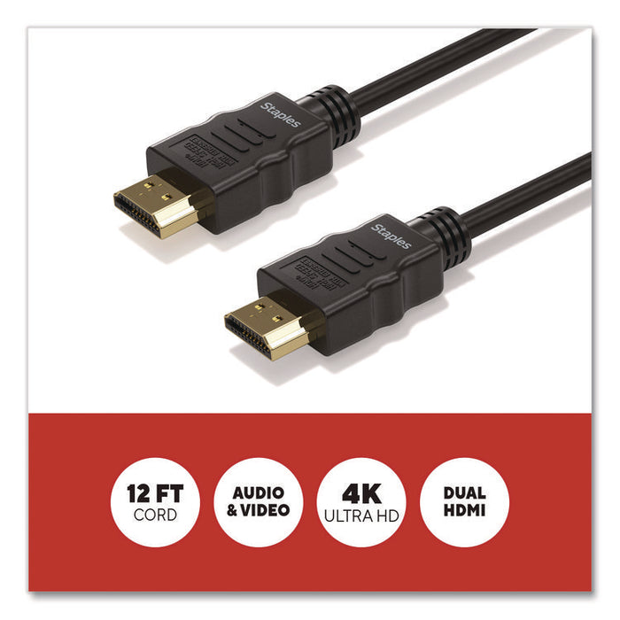 HDMI to HDMI Audio/Video Cable, 12 ft, Black