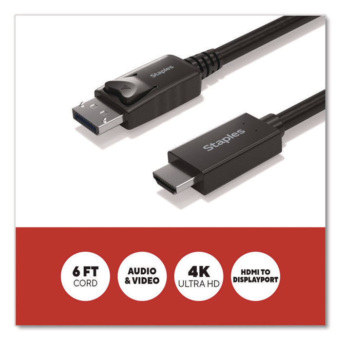 DisplayPort to HDMI Audio/Video Cable, 6 ft, Black