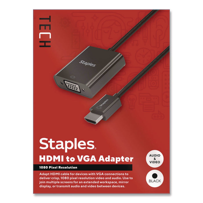 HDMI to VGA Audio/Video Adapter, 6", Black
