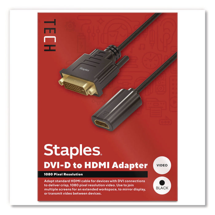DVI-D to HDMI Audio/Video Adapter, 6", Black