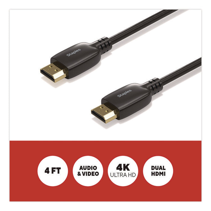 HDMI to HDMI Audio/Video Cable, 4 ft, Black