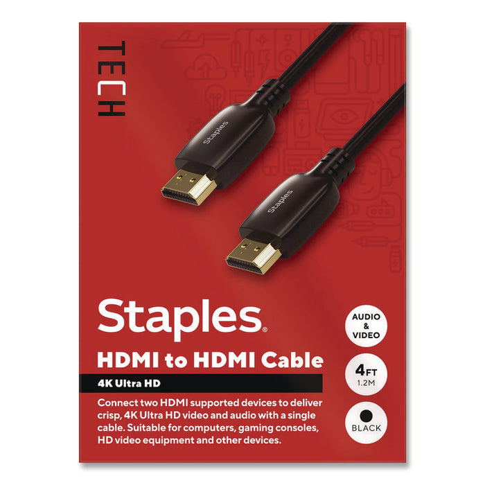 HDMI to HDMI Audio/Video Cable, 4 ft, Black