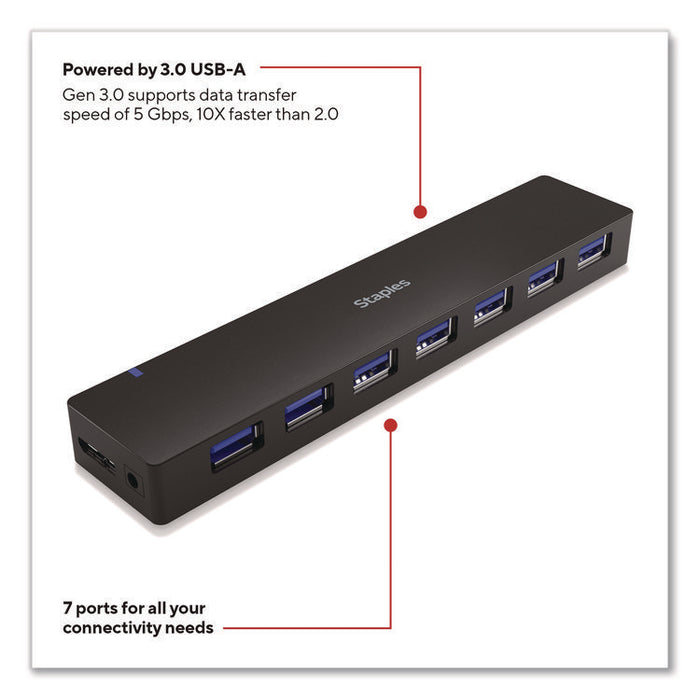 USB 3.0 Hubs, 7-Port, Black