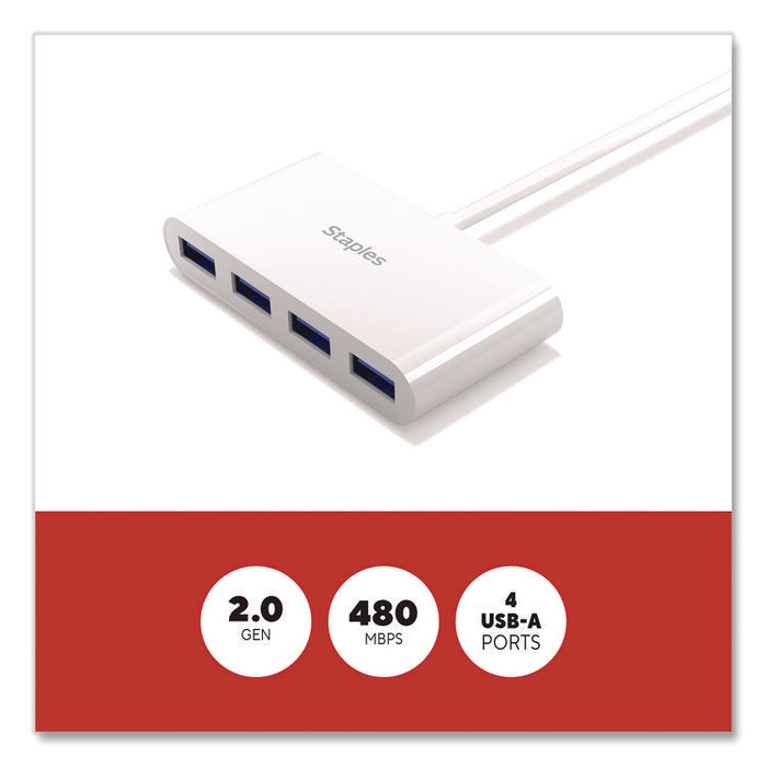 USB 2.0 Hubs, 4-Port, White