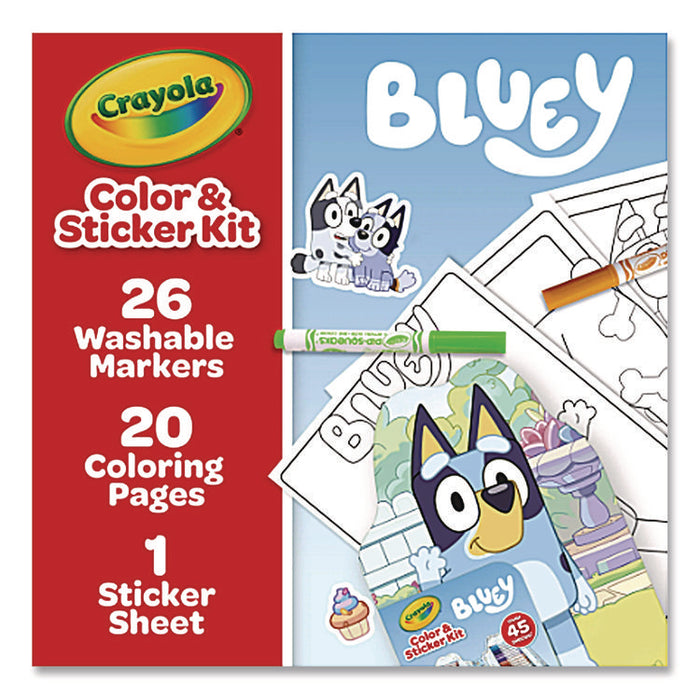 Bluey Color and Sticker Kit, Includes 26 Markers, Ages 5 and Up, 20 Pages