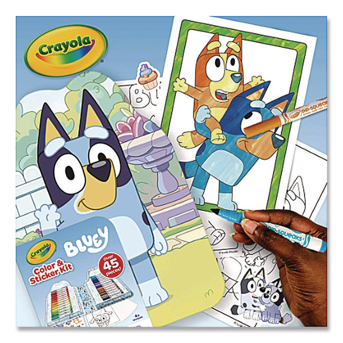 Bluey Color and Sticker Kit, Includes 26 Markers, Ages 5 and Up, 20 Pages