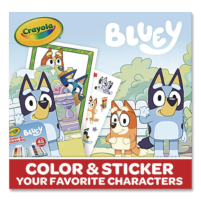 Bluey Color and Sticker Kit, Includes 26 Markers, Ages 5 and Up, 20 Pages
