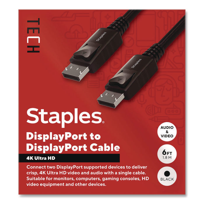 4K DisplayPort to DisplayPort Audio/Video Cable, 6 ft, Black