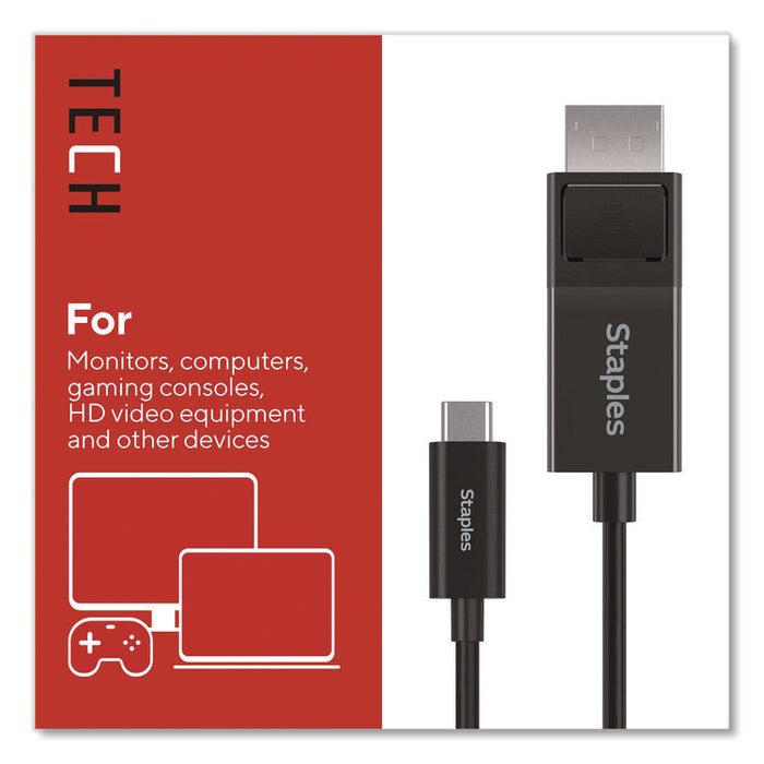 USB-C to DisplayPort Audio/Video Cable, 6 ft, Black
