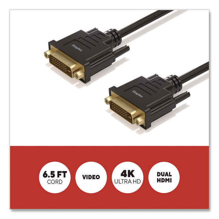 DVI-D to DVI-D Cable, 6.5 ft, Black