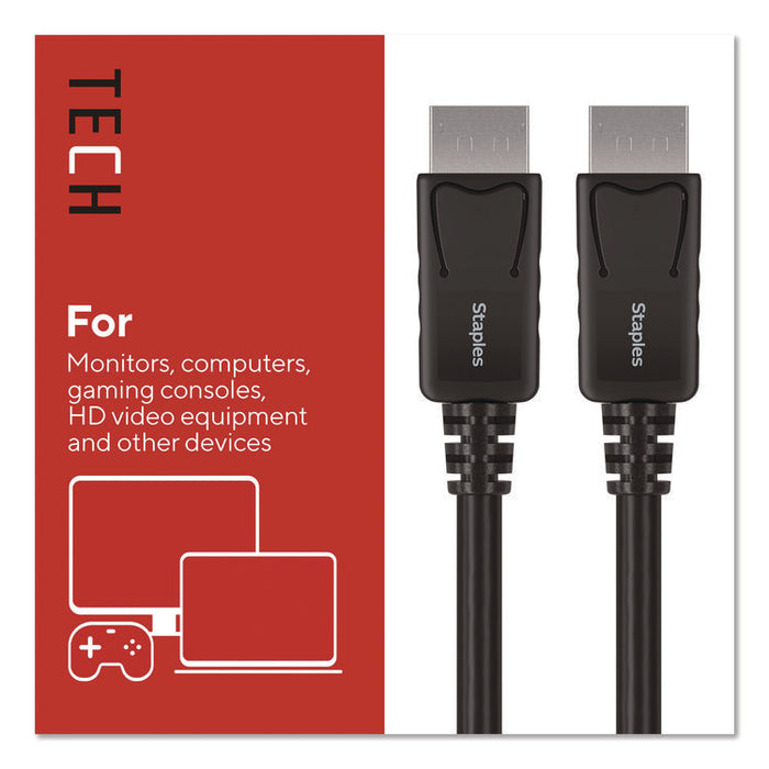 4K DisplayPort to DisplayPort Audio/Video Cable, 6 ft, Black, 10/Pack
